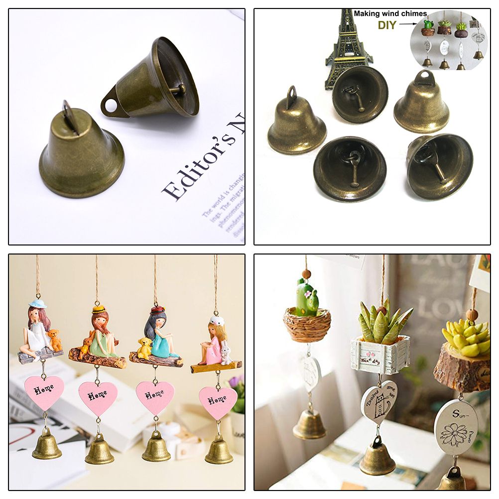 30Pcs Vintage DIY Handmade 38mm Bronze Jingle Bells for Crafts Making