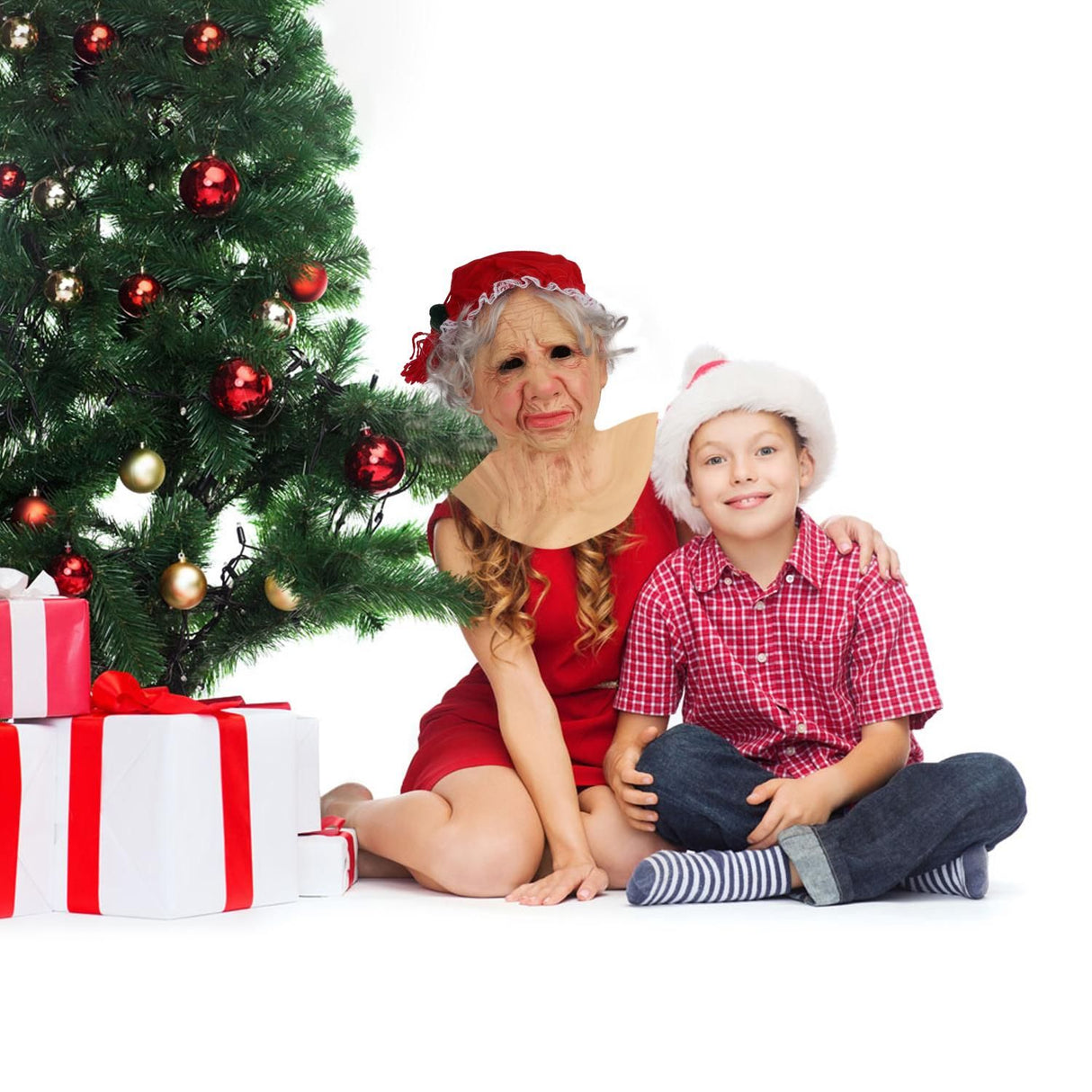 Grandma Christmas Headgear Christmas Headdress Decoration Holiday Soft Latex Adult Headgear Xmas Gifts Party Cospaly Props