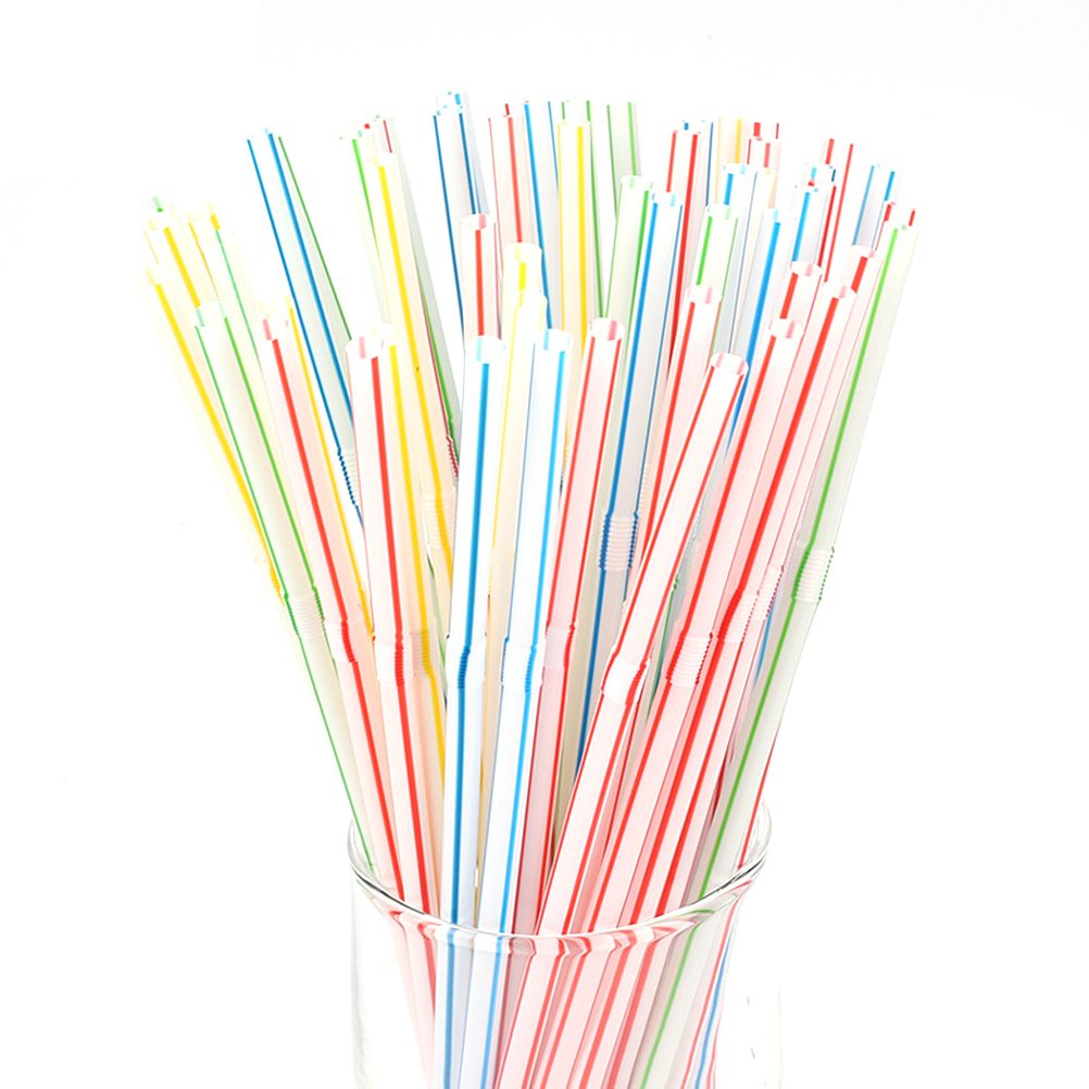 100PCS Disposable Drinking Straws Flexible Plastic Straws Practical Soy Milk Straw for Home Party Activity