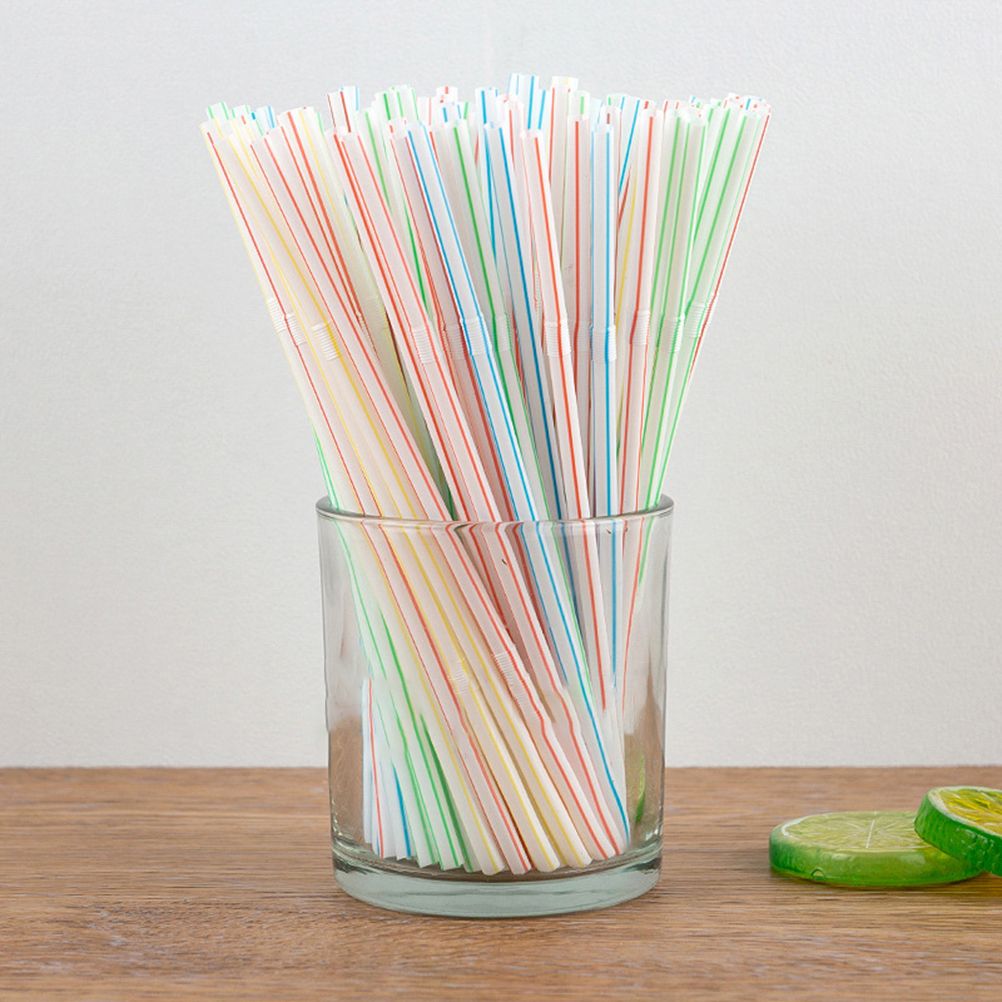 100PCS Disposable Drinking Straws Flexible Plastic Straws Practical Soy Milk Straw for Home Party Activity