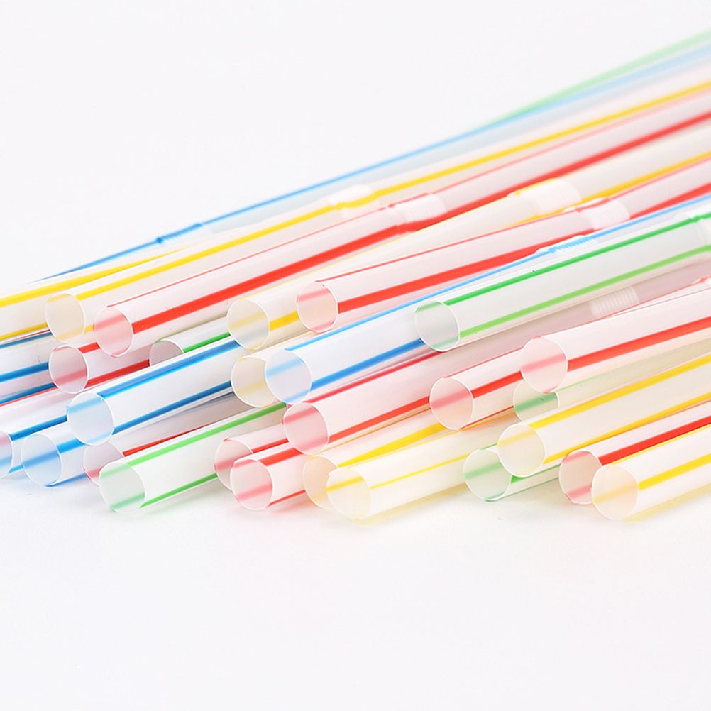 100PCS Disposable Drinking Straws Flexible Plastic Straws Practical Soy Milk Straw for Home Party Activity