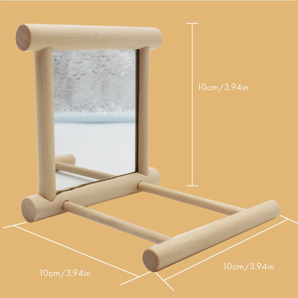 Stand Perch with Mirror for Parrot Pet Accessories Wooden Decorations