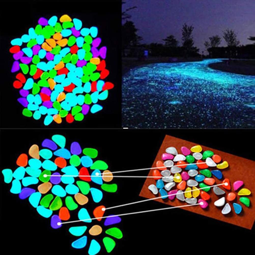 100PCS Luminous Pebbles DIY Decorative Luminous Stones Decorative Stones for Yard and Walkways Decor