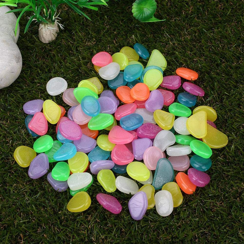 100PCS Luminous Pebbles DIY Decorative Luminous Stones Decorative Stones for Yard and Walkways Decor