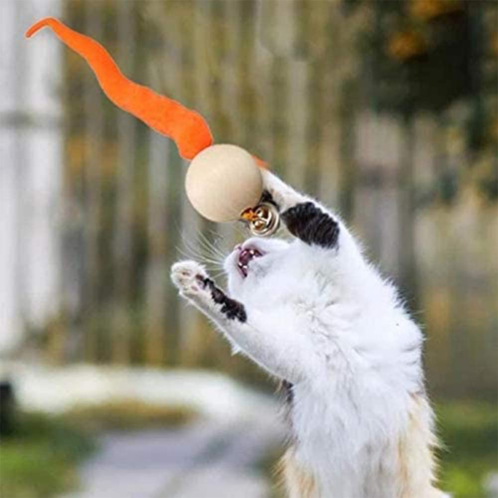 5pcs Interactive Cat Worm Ball with Bell Funny Wobbly Balls Cat Bell Toy Colourful Kitty Toy