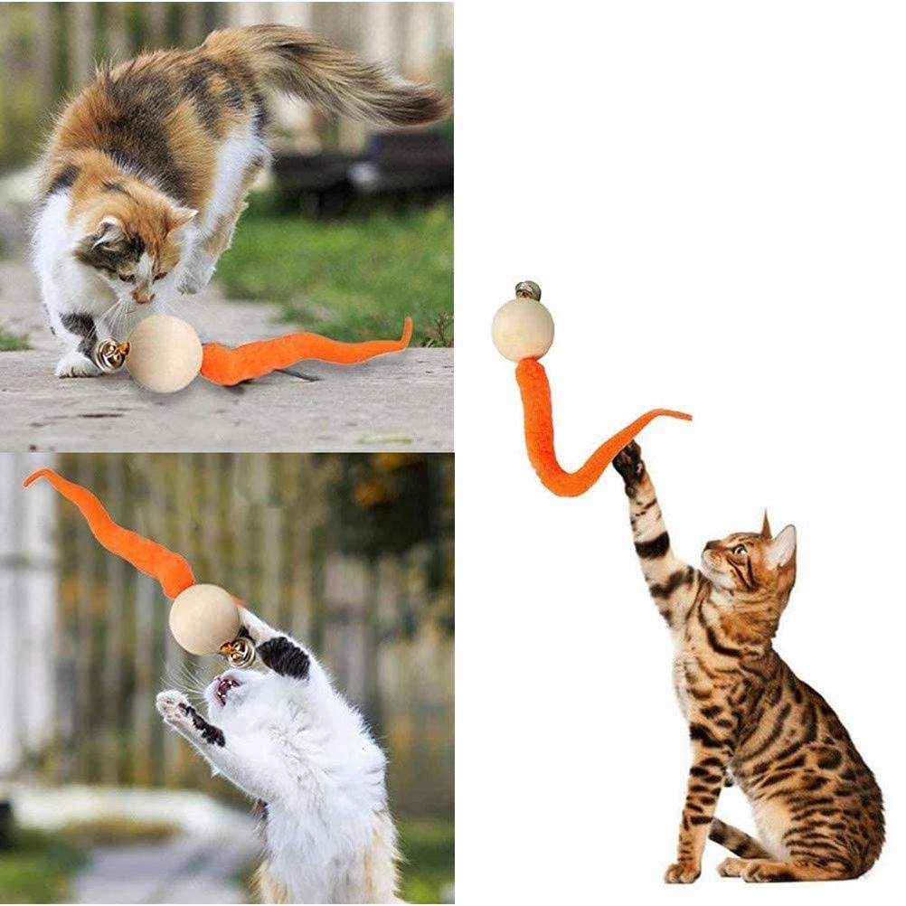 5pcs Interactive Cat Worm Ball with Bell Funny Wobbly Balls Cat Bell Toy Colourful Kitty Toy