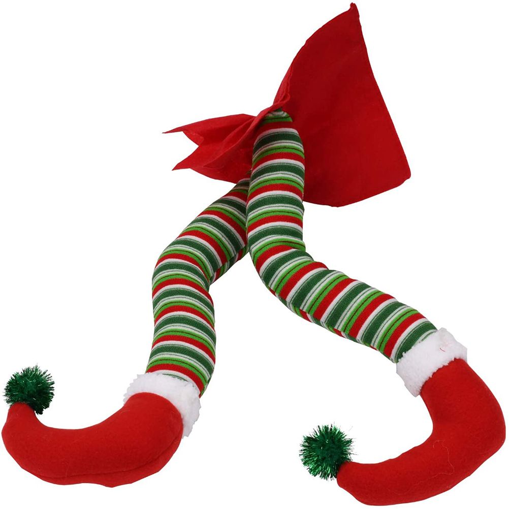 Christmas Santa Elf Legs Plush Stuffed Feet with Shoes Christmas Tree Decorative Ornament Christmas Decoration