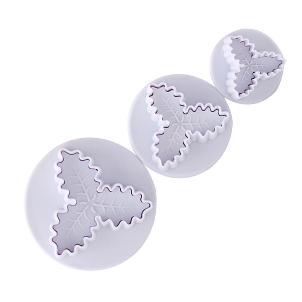 Christmas Holly Leaf Plunger Cutter Holly Leaves Fondant Mold Cutter Christmas Party Cake Cupcake Decorating Baking Tools
