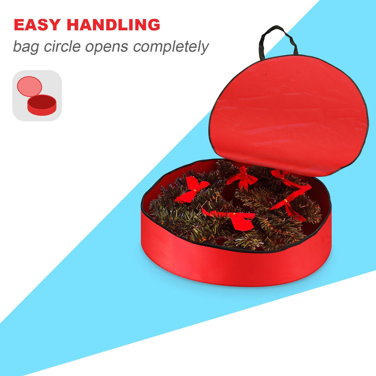 91x20cm Household Christmas Wreath Storage Bag with Handle Waterproof Dustproof Xmas Wreath Organizer