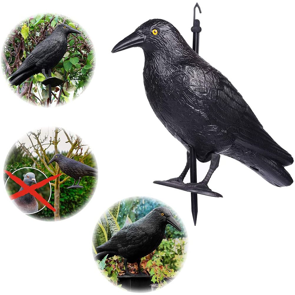 Bird Scarecrow Fake Plastic Crow Black Feathered Crows Bird Repellent for Outdoor Garden Yard