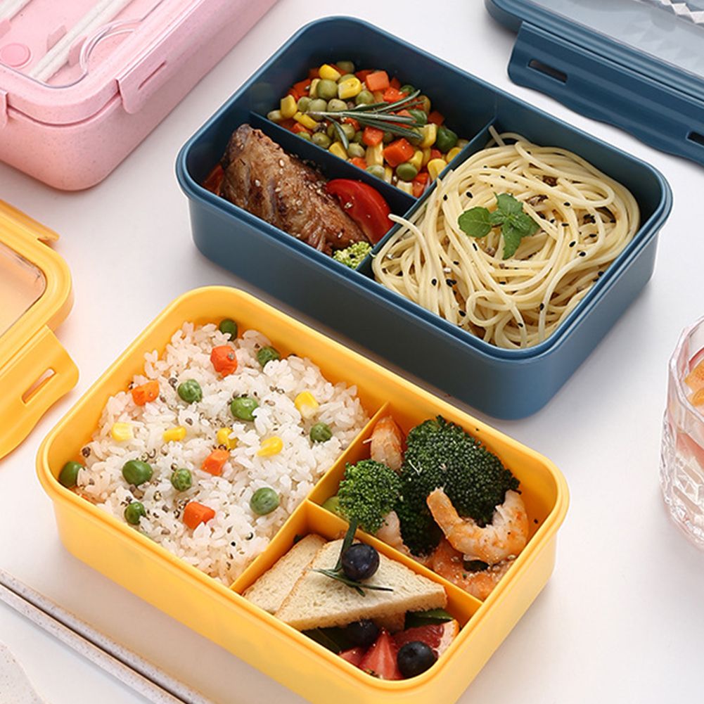 Lunch Boxes Bento Boxes Leakproof Lunch Boxes for Microwave Bento Lunch Boxes with 3 Compartments and Tableware
