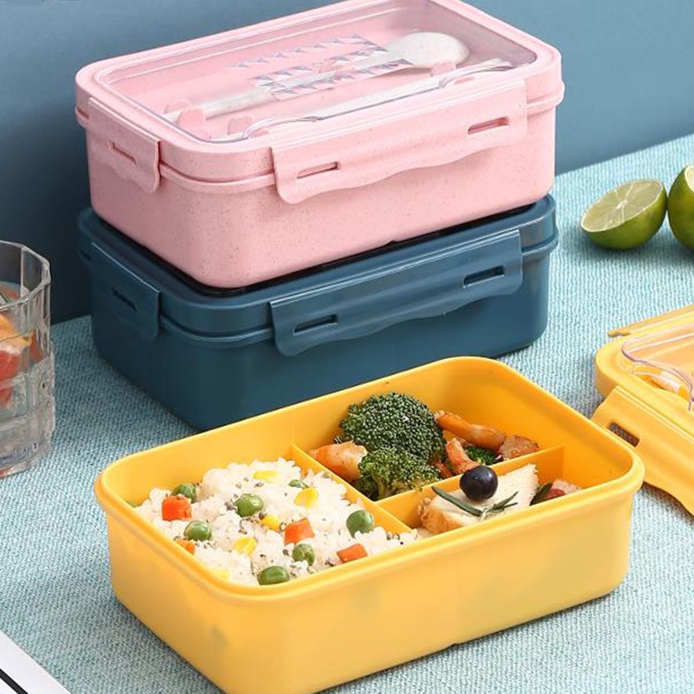 Lunch Boxes Bento Boxes Leakproof Lunch Boxes for Microwave Bento Lunch Boxes with 3 Compartments and Tableware