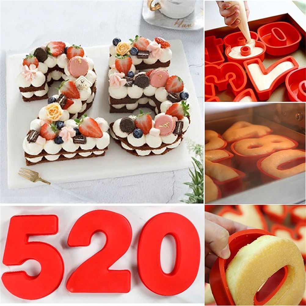 2PCS 10 Inch Silicone Cake Mold 6 and 0 Numbers DIY Silicone Cake Baking Mold 3D Silicone Cake Mold for Birthday and Wedding Anniversary