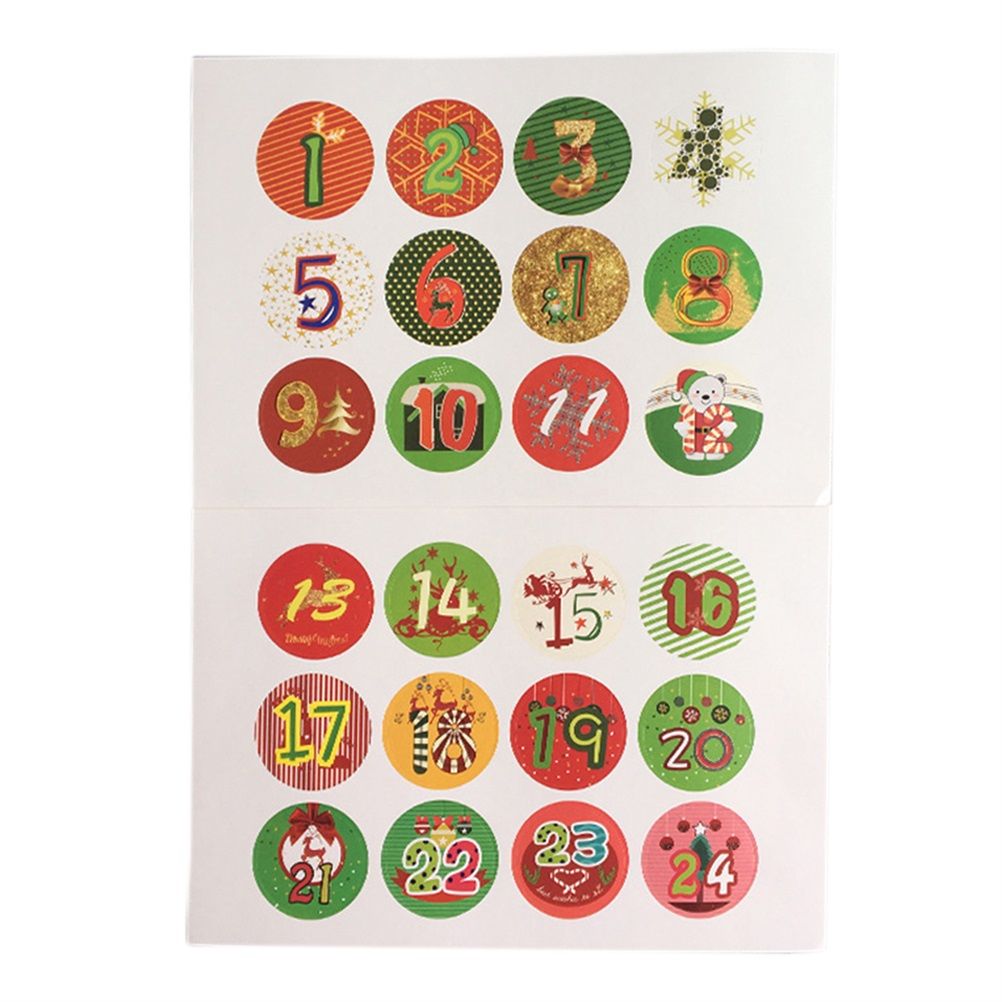 Christmas Advent Number Stickers Christmas Candy Sealing Stickers DIY Gifts Package Labels