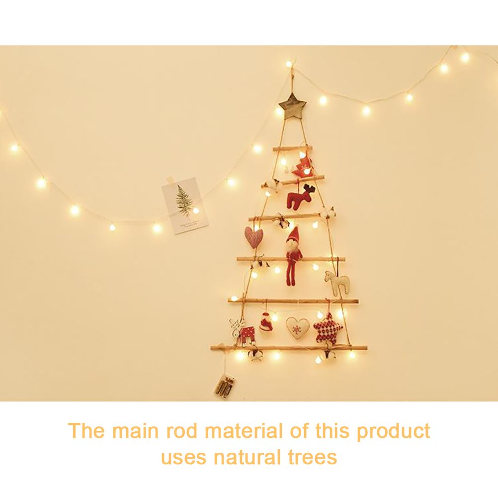 Wooden Hanging Ornaments with Star and Rope Decoration for Wall Christmas Tree