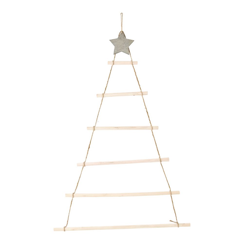 Wooden Hanging Ornaments with Star and Rope Decoration for Wall Christmas Tree
