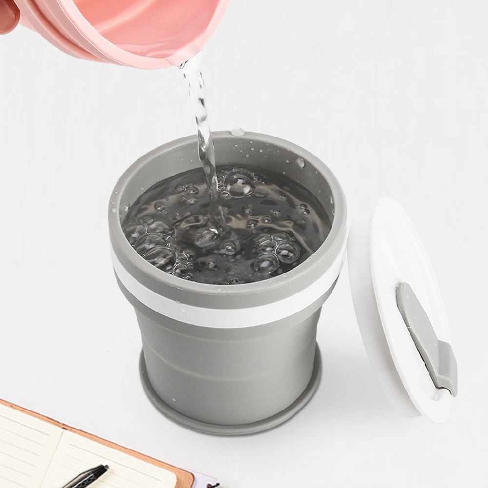 Silicone Collapsible Cup Portable Telescopic Drinking Cup with Cover for Travel Camping