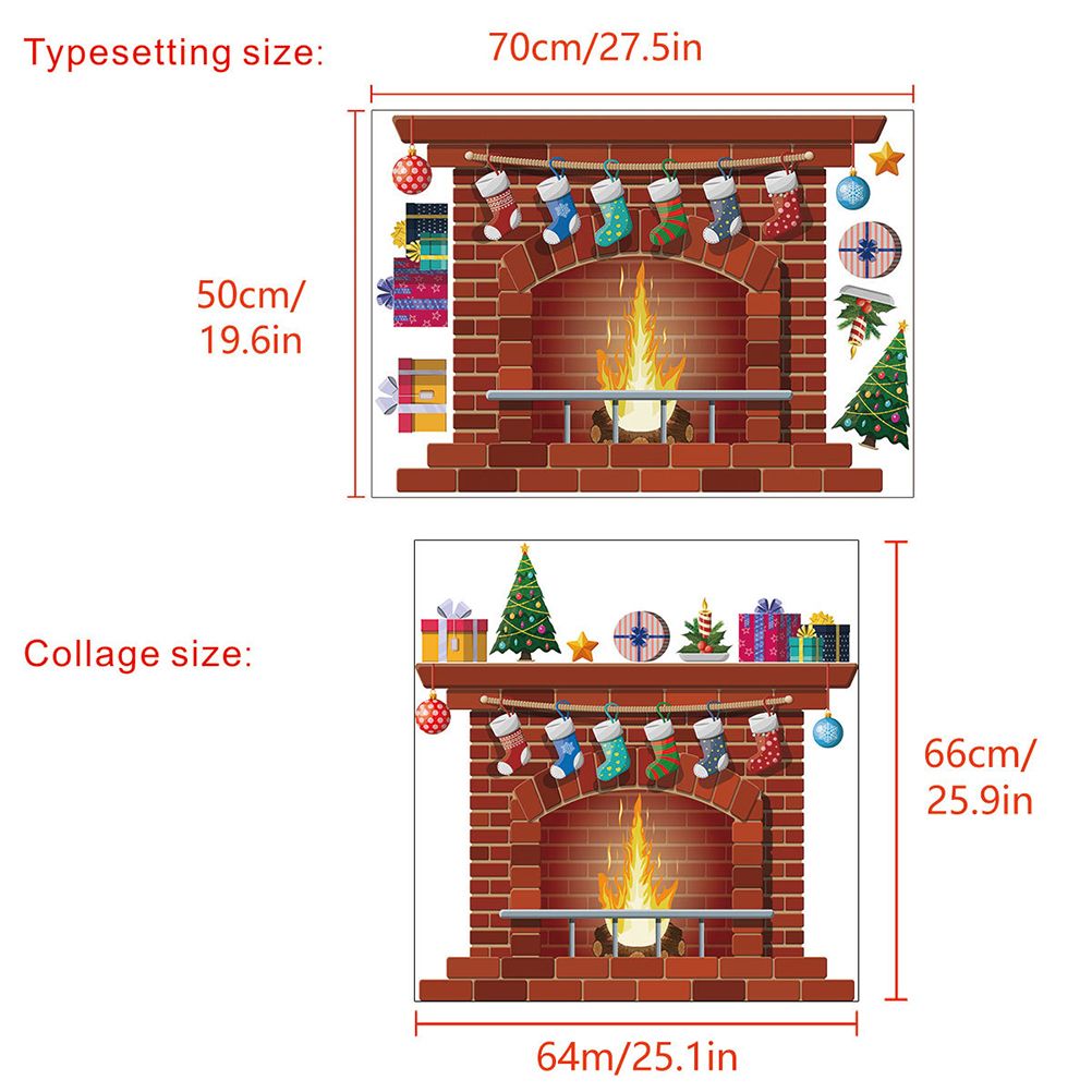 Christmas Fireplace Wall Decals DIY Home Decor Living Room Sticker Bedroom Decoration Nursery Wallpaper