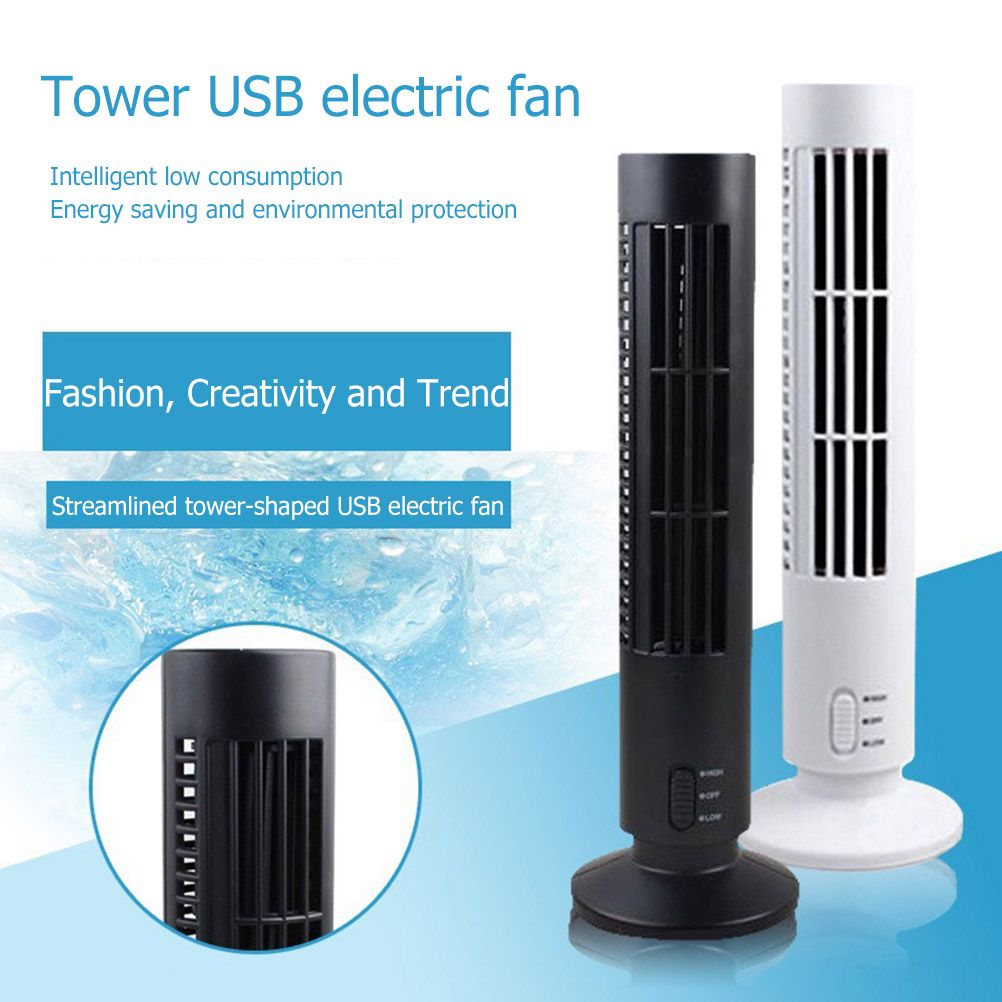 Portable Air Cooler Vertical Bladeless Fan USB Desktop Air Conditioner Fan Mini Cooling Tower Fan for Home Office