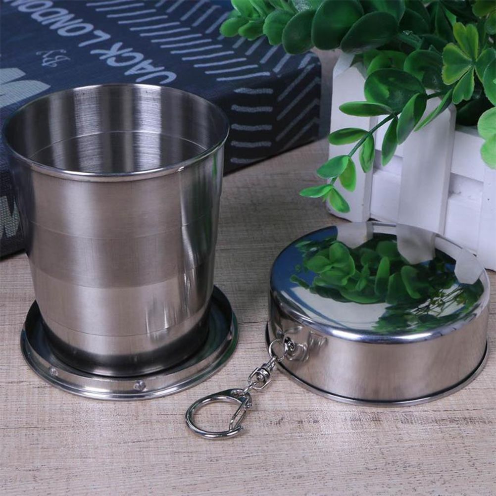 240ml Portable Retractable Water Cup Stainless Steel Wine Folding Cup Mini Glass Telescopic Folded Mug