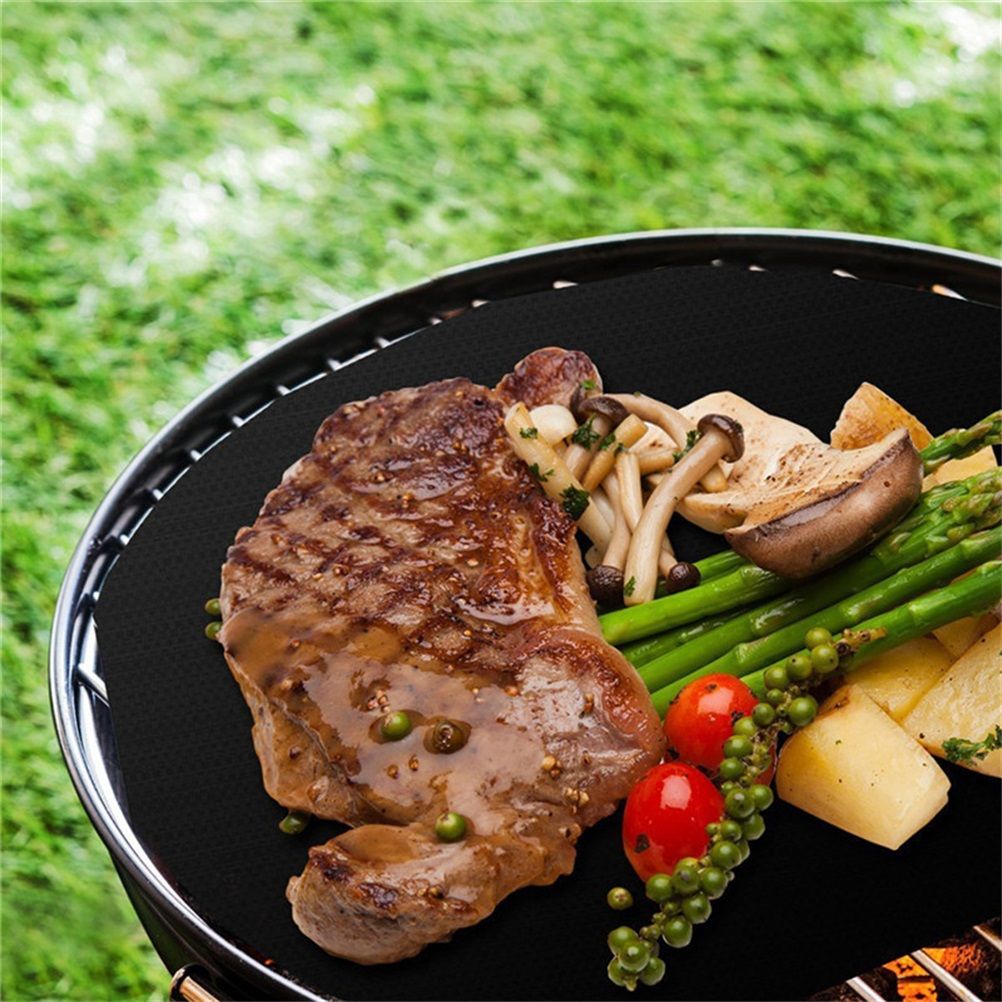2 PCS Reusable Non Stick 40cm Round Barbecue Grill Matte Baking Mat