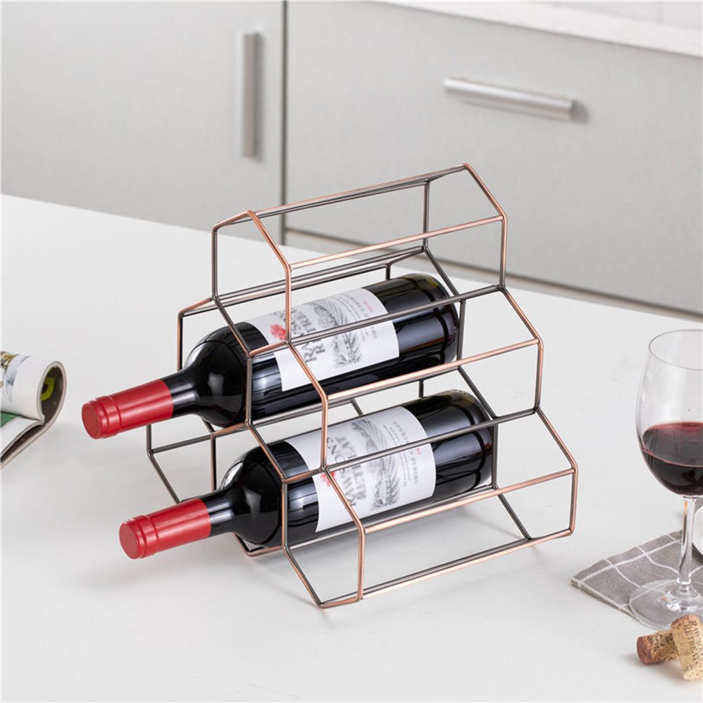 Tabletop Wine Rack 6 Bottle Wine Holder Modern Metal Wine Rack Desktop Wine Bottle Holder