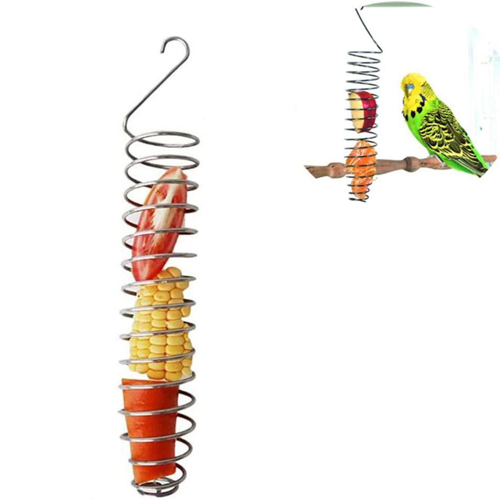 Stainless Steel Bird Fruit Vegetable Holder Bird Food Basket Skewers for Parrots Cockatiels Birds