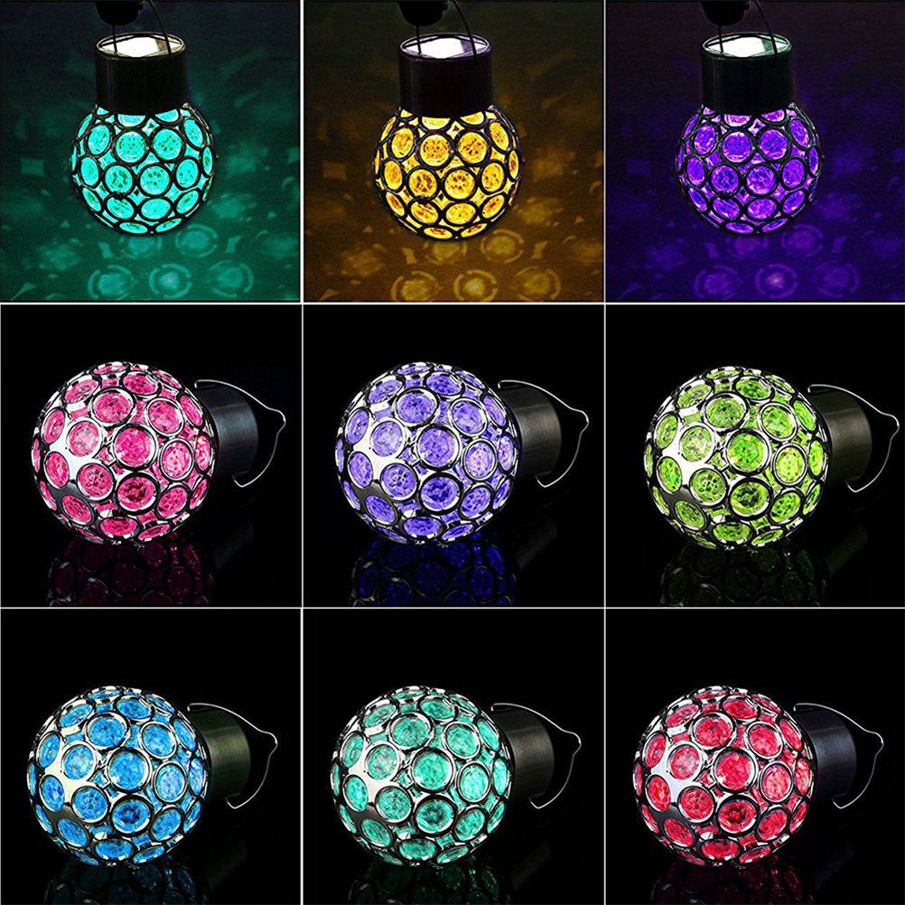 Solar Hollow Ball Light Colorful Small Ball Chandelier Decorative Hanging Lamp