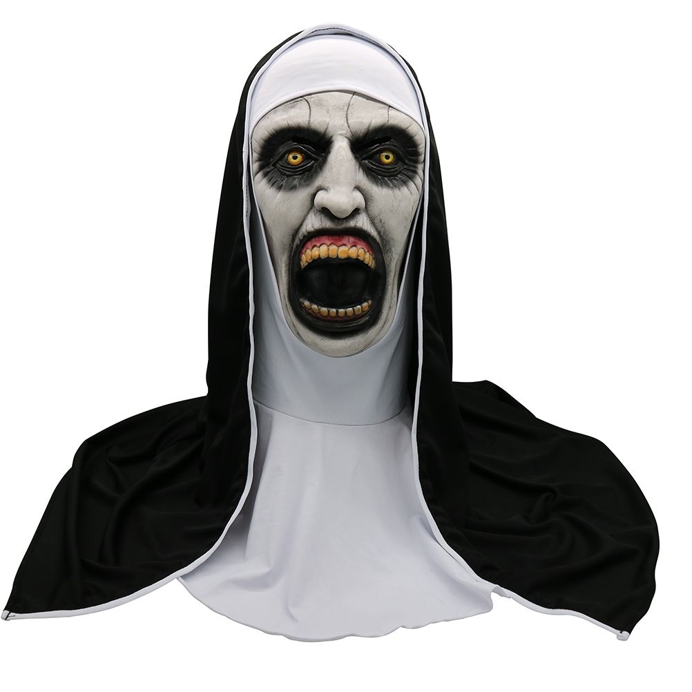 Halloween Nun Horror Mask Cosplay Scary Latex Masks With Headscarf Full Face Helmet Halloween Party Props