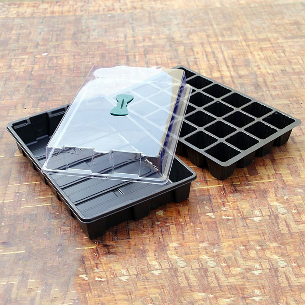 3 Pack 24 Cells Seedling Nursery Tray Plastic Flower Garden Nursery Pot Planting Seed Tray Kit With Lid Garden Grow Box