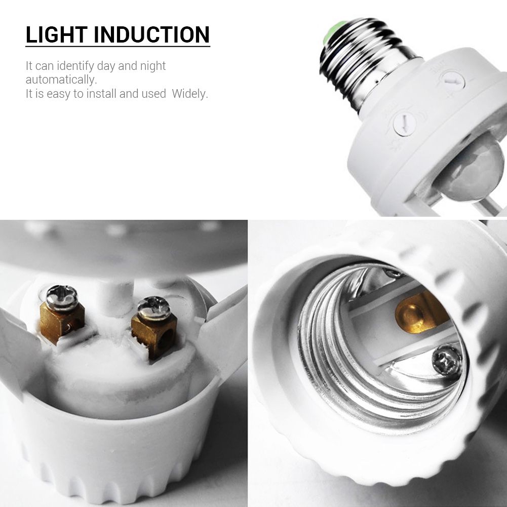 360° Detected Dimmable Infrared Human Body Sensor Lamp Socket Lamp Bulb Adapter