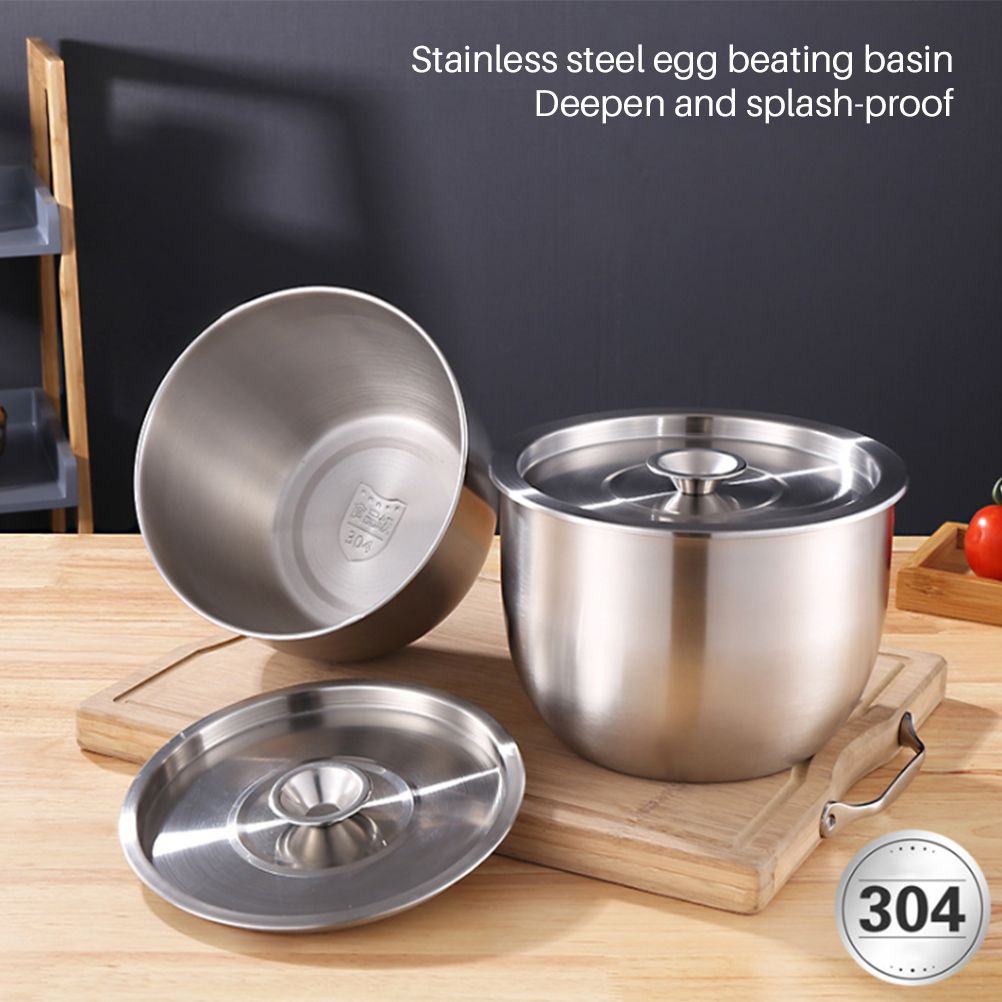 Stainless Steel Cake Mixing Basin with Lid Cream Basin Seasoning Bowl Baking Tools