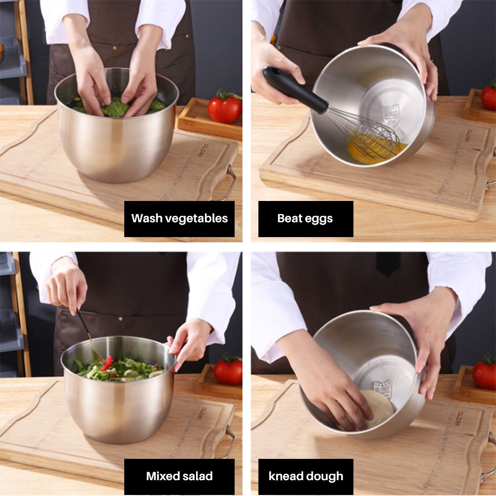 Stainless Steel Cake Mixing Basin with Lid Cream Basin Seasoning Bowl Baking Tools