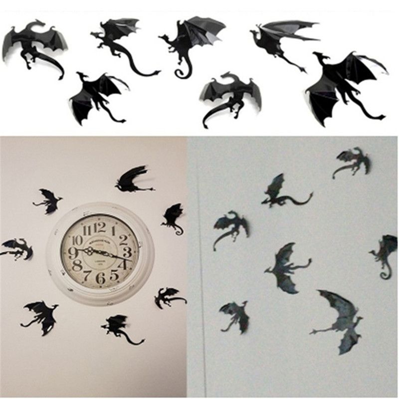 7pcs/Lot 3D Gothic Dragon Wall Sticker Inspired Dragon Wallpaper