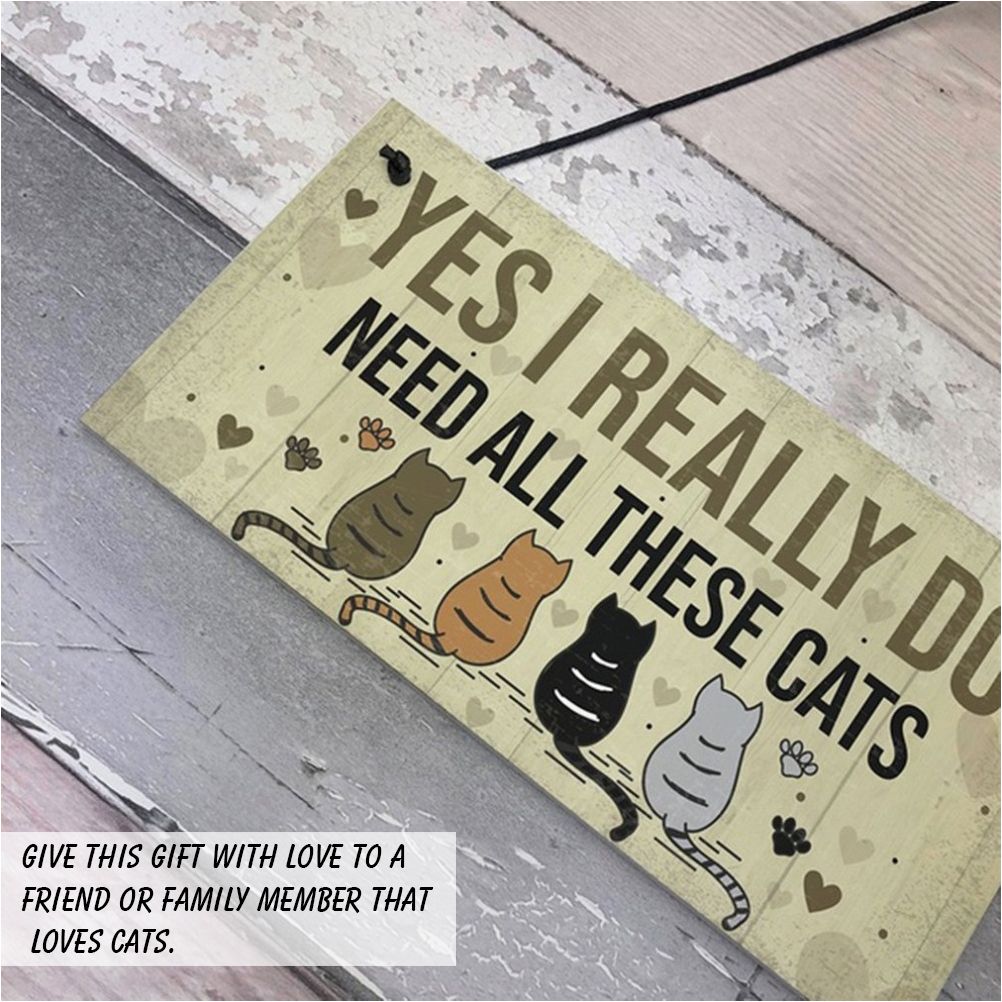Wooden Funny Door Hanging Bedroom Christmas Cats Sign Pet Lover Hanging Plaques Friendship Sign Plaque for Home Bar Decor