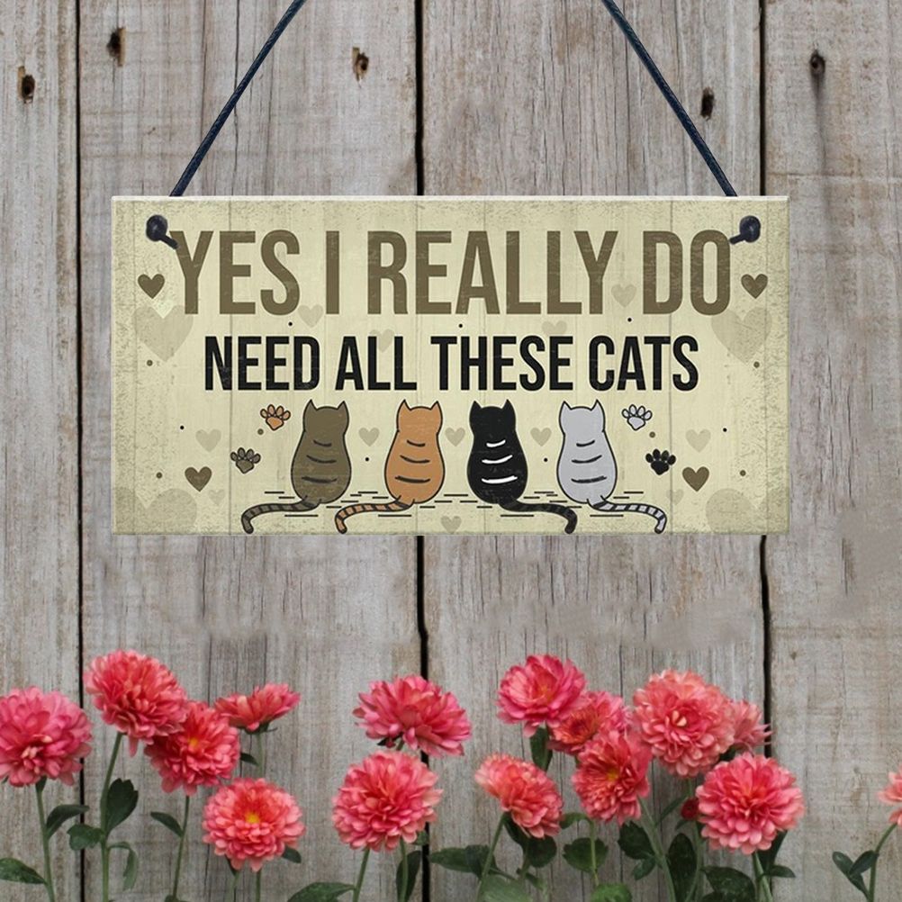 Wooden Funny Door Hanging Bedroom Christmas Cats Sign Pet Lover Hanging Plaques Friendship Sign Plaque for Home Bar Decor