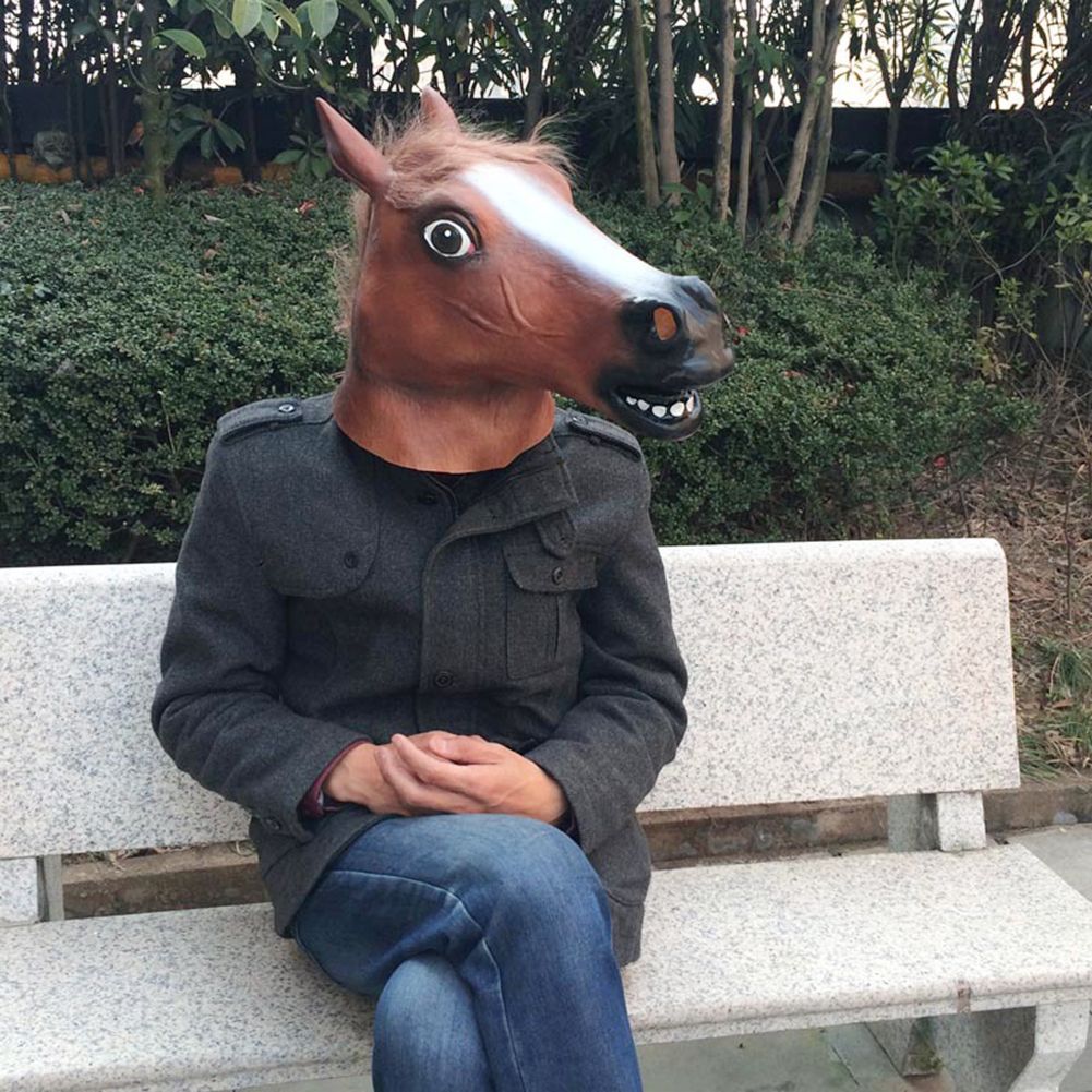 Horse Head Mask Novelty Cosplay Masquerade Halloween Funny Latex Animal Head Mask