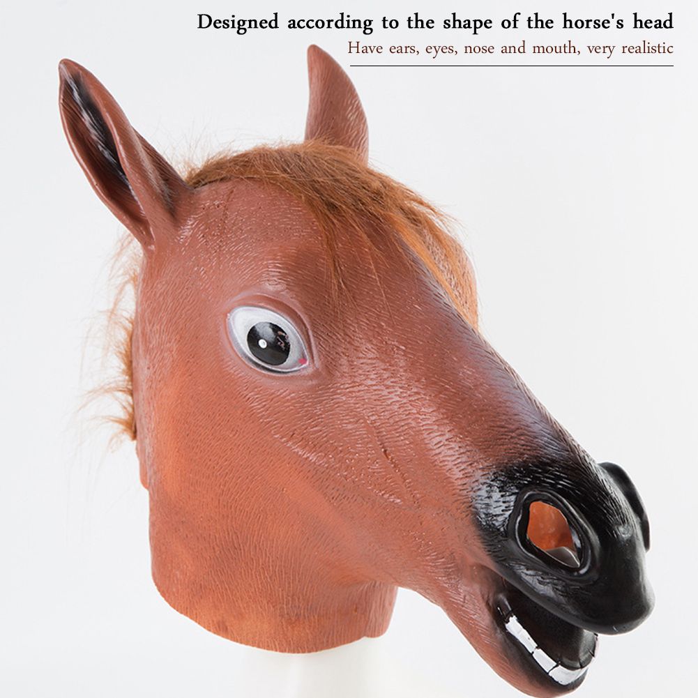 Horse Head Mask Novelty Cosplay Masquerade Halloween Funny Latex Animal Head Mask