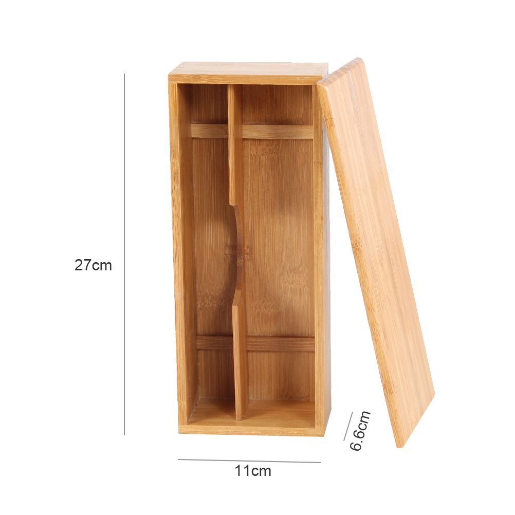Bamboo Cutlery Storage Box Wooden Storage Container for Tableware Cosmetics