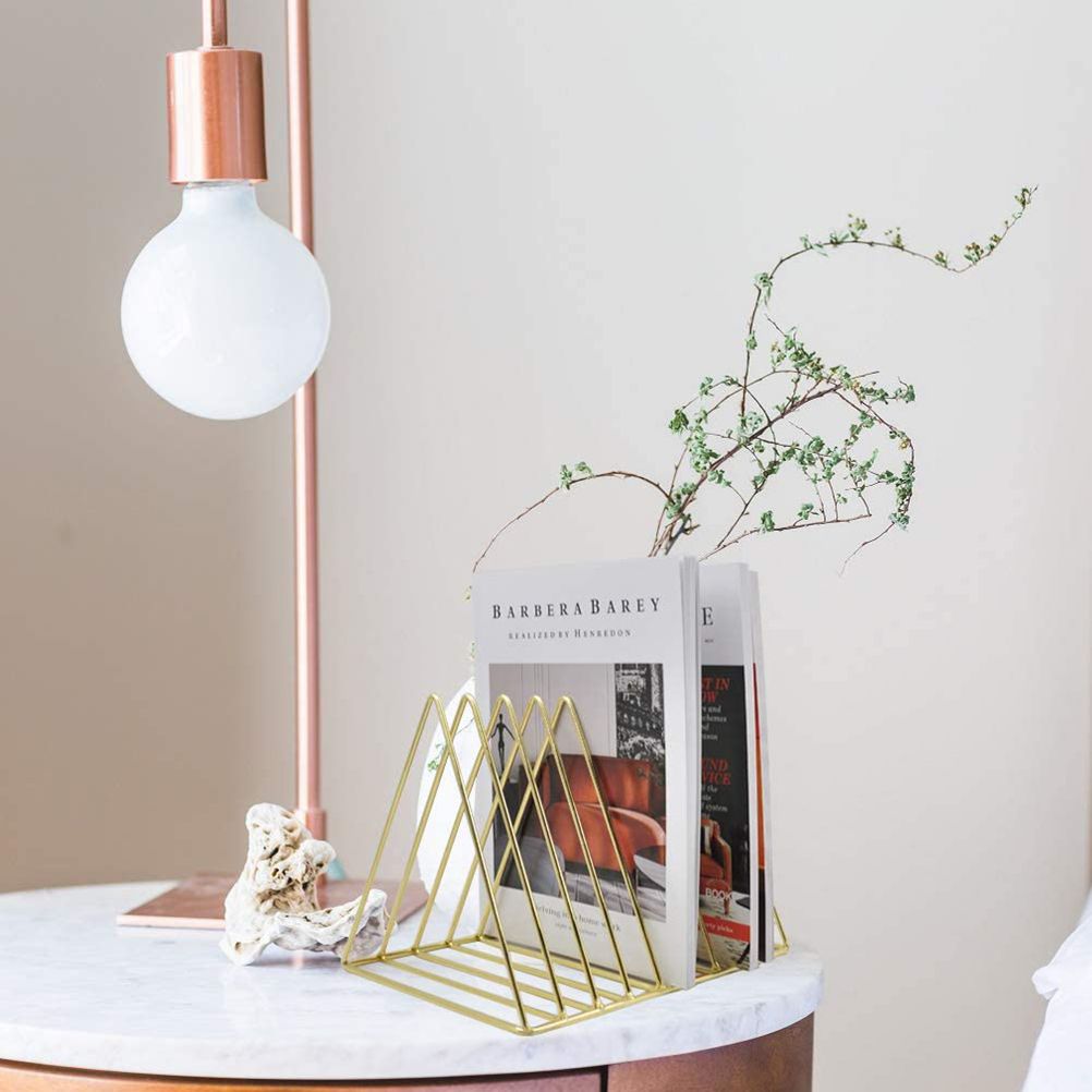 File Holder Organizer Triangle Record Album Holder Magazine Wire Rack Desk Storage Decor for Home Office