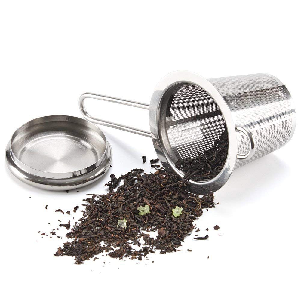 Stainless Steel Tea Filter with Lid Tea Strainer with Handles Metal Tea Infuser