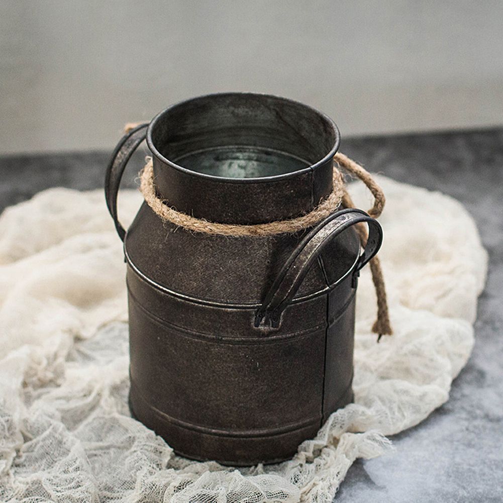 Garden Metal Plant Pots Vintage Milk Churn Flower Bucket Hanging Flower Holder