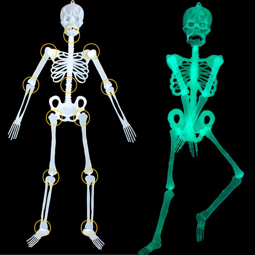90cm Halloween Luminous Skeleton Hanging Flexible Joints Skeleton Outdoor Crazy Scary Hanging Props