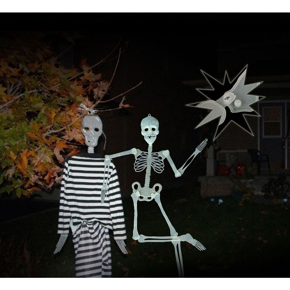 90cm Halloween Luminous Skeleton Hanging Flexible Joints Skeleton Outdoor Crazy Scary Hanging Props
