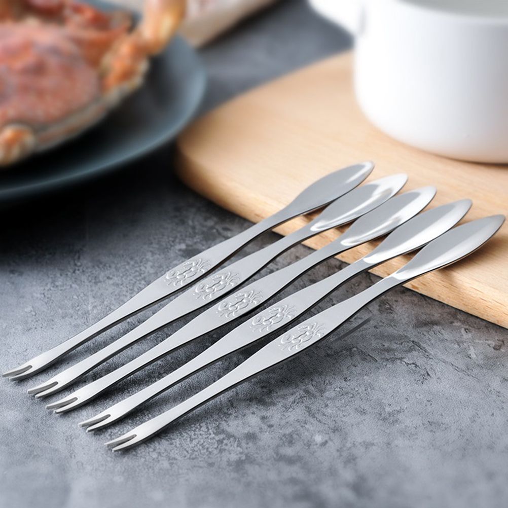 Stainless Steel Seafood Tools Crab Fork Spoon Crab Needle Multipurpose Meat Spoon