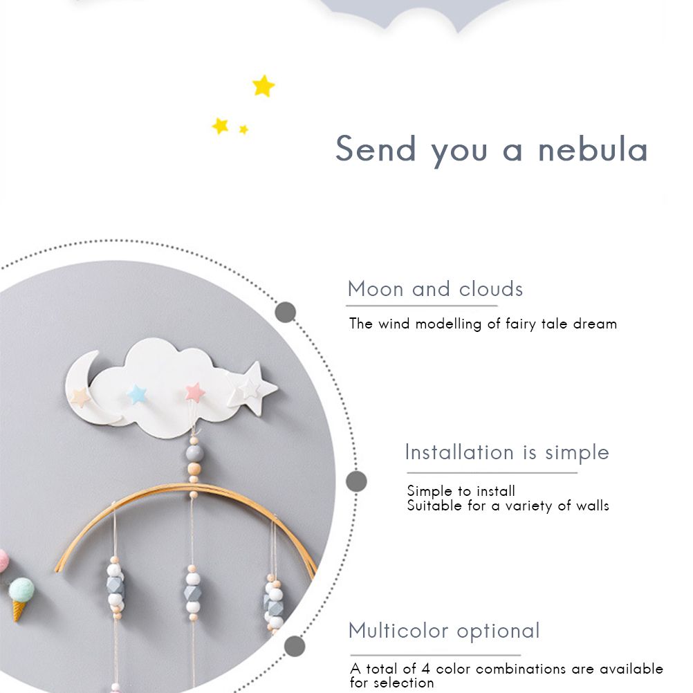 Cloud Moon Star Wall Mounted Hooks DIY Hanger Wall Decoration Children's Room Decor