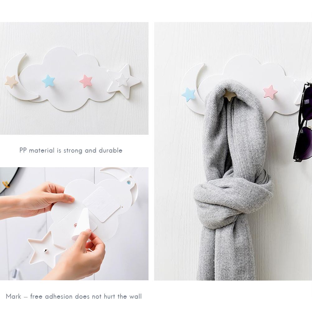 Cloud Moon Star Wall Mounted Hooks DIY Hanger Wall Decoration Children's Room Decor