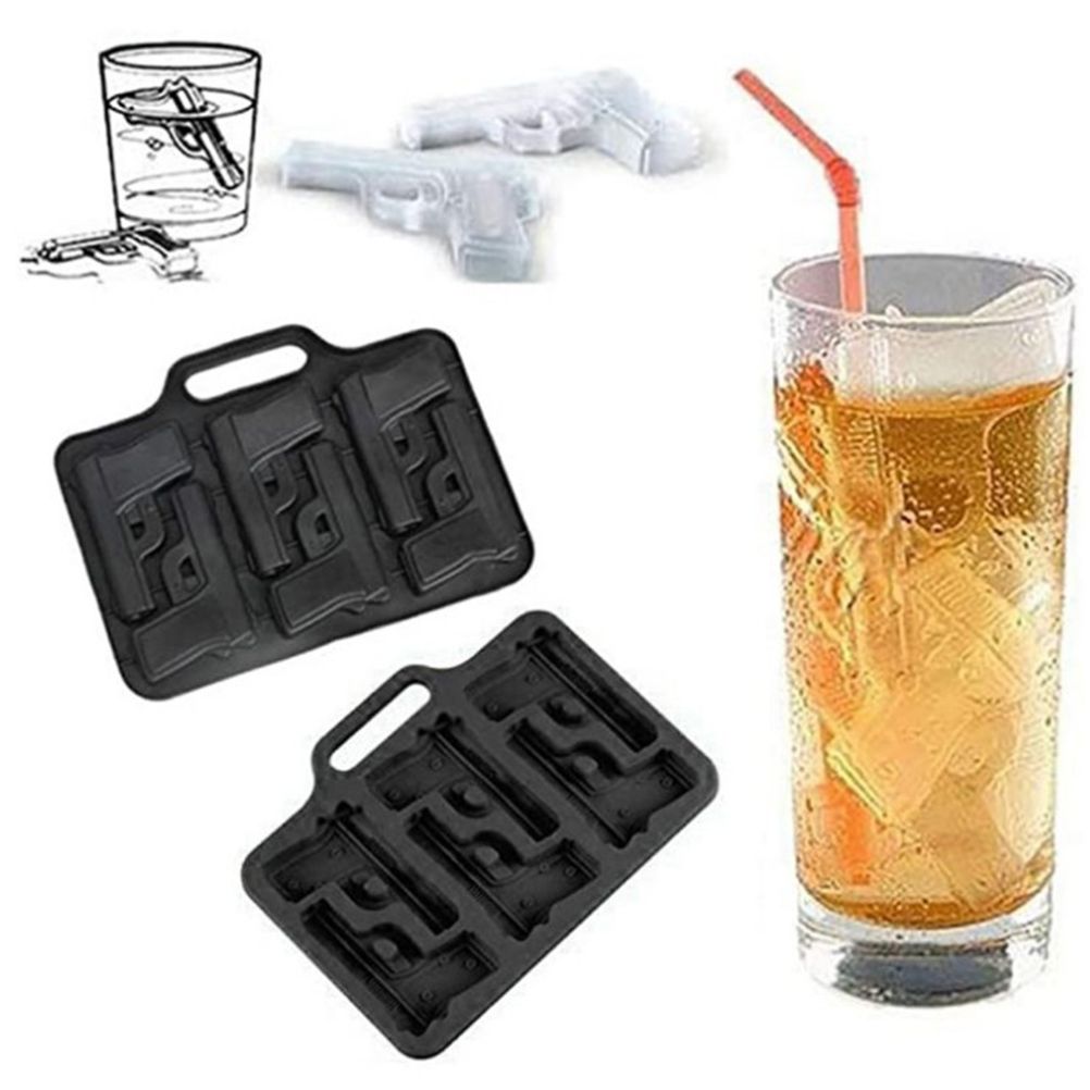 DIY Ice Handgun Shaped Ice Mold Tray Drink Accessories Safety Soft Silicone Mold for Chocolate Jelly