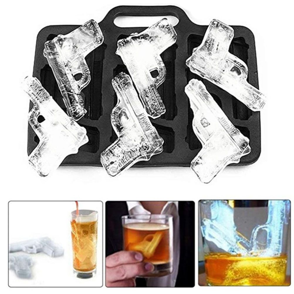 DIY Ice Handgun Shaped Ice Mold Tray Drink Accessories Safety Soft Silicone Mold for Chocolate Jelly