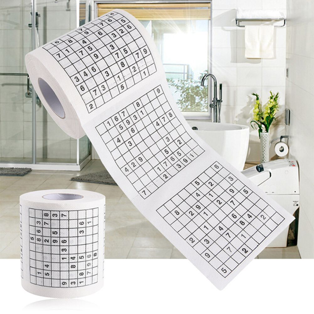 Wood Pulp Material Novelty Funny Number Sudoku Printed Bath Funny Toilet Paper